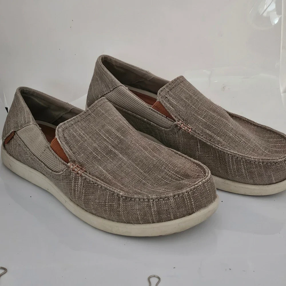 Crocs‎ Santa Cruz 2 Luxe Mens 10 Khaki Canvas Slip On Loafers 203975